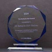 Nuvon Glass Octagon Blue Trophy