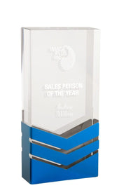 Blueship Metallic Rectangle Crystal Trophy