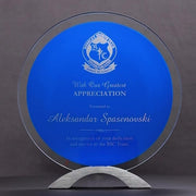 Trega Round Glass Blue Trophy