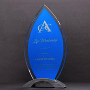 Trega Flame Glass Blue Trophy