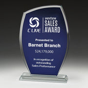 Crescent Blue Crystal Trophy