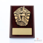 Cosmos Cricket Male Batsman Mahogany Plaque