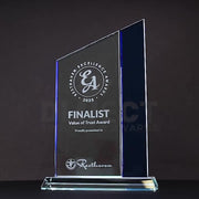 Blue & Clear Zenith Glass Trophy