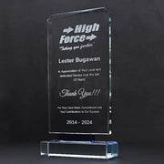 Blue Clear Mirage Glass Trophy