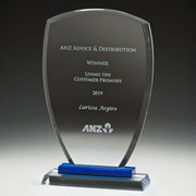 Blue Shield Glass Trophy