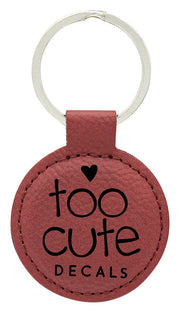 Leatherette Keychain Circle Rose
