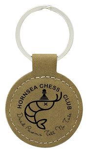 Leatherette Keychain Circle Khaki