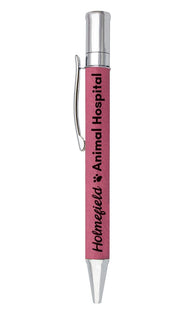 Leatherette Pink Pen with Chrome Finish