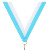 Light Blue White V Neck Ribbon
