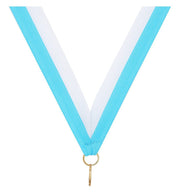 Light Blue White V Neck Ribbon