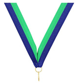 Blue Green V Neck Ribbon