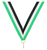 Green White Black V Neck Ribbon