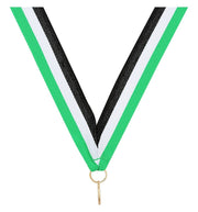 Green White Black V Neck Ribbon