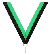 Green Black V Neck Ribbon