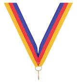 Gold Red Blue V Neck Ribbon