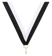 Black White V Neck Ribbon