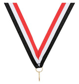 Red White Black V Neck Ribbon