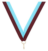 Maroon Light Blue V Neck Ribbon