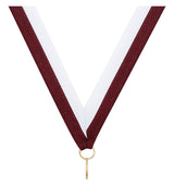Maroon White V Neck Ribbon