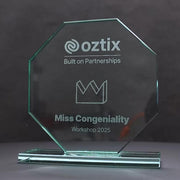 Broad Octagon Jade Glass Trophy
