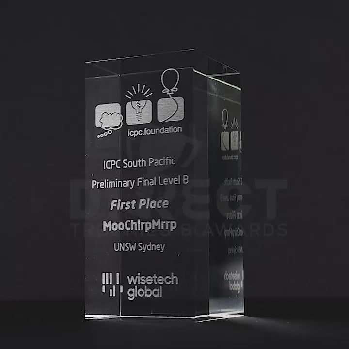 Crystal Pillar Block Trophy