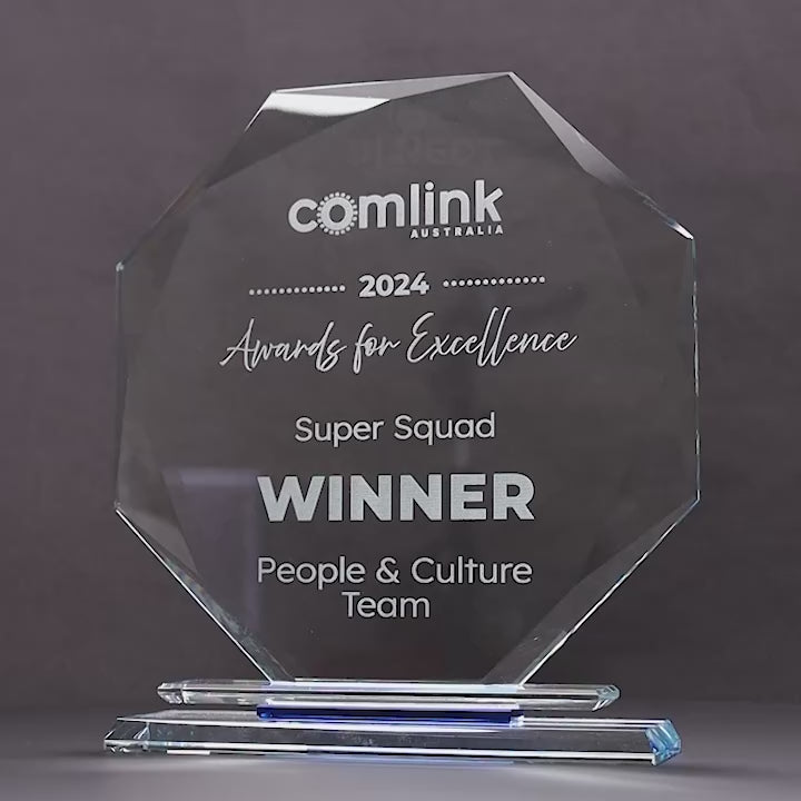 Azure Glass Octagon Trophy