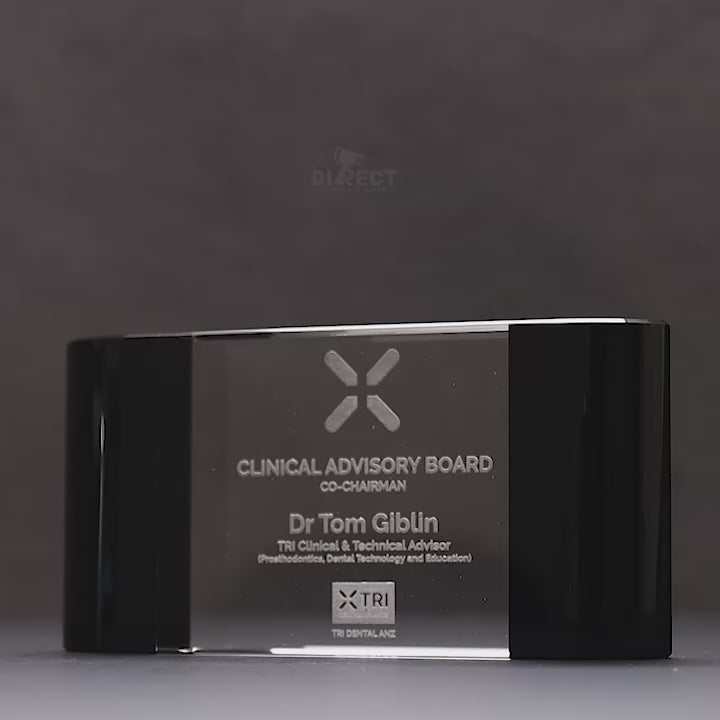 Arcaron Crystal Paperweight Black Trophy