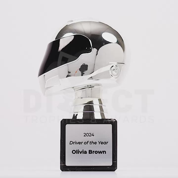 Motorsport Driver Silver Helmet Trophy