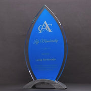 Trega Flame Glass Blue Trophy