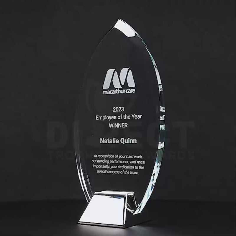 Silver Ice Flame Glass Trophy