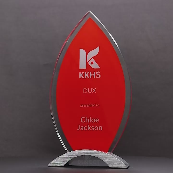 Trega Flame Glass Red Trophy