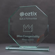 Broad Octagon Jade Glass Trophy