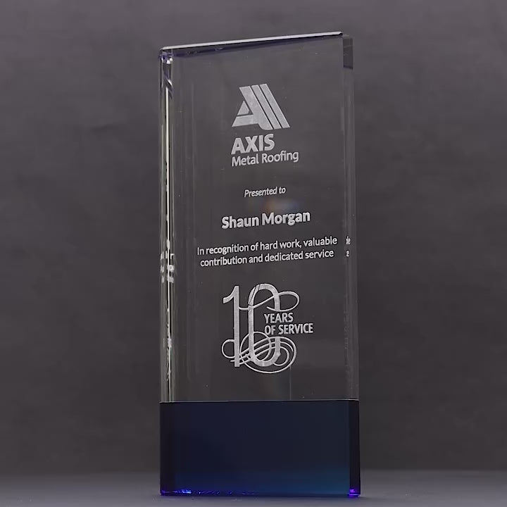 Serranova Crystal Block Blue Trophy
