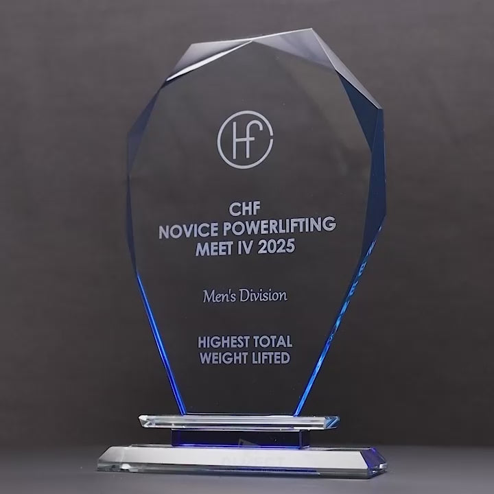 Nuvon Glass Arch Blue Trophy