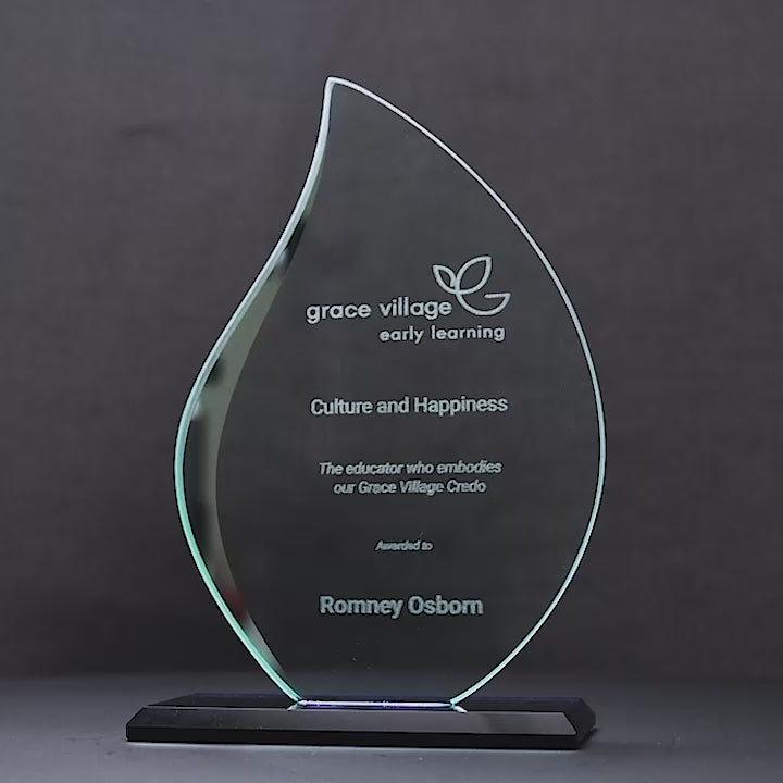 Glass Blue Lotus Trophy