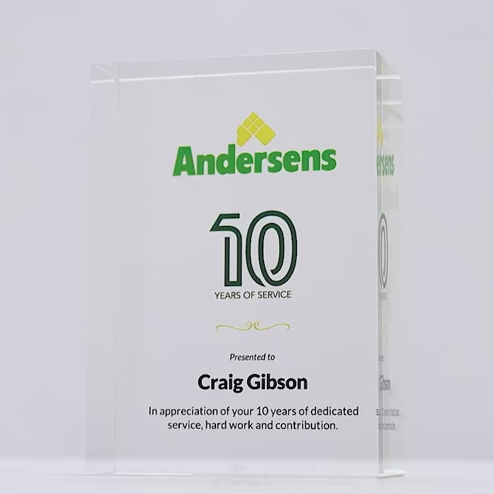 Crystal Block Colour Award Trophy