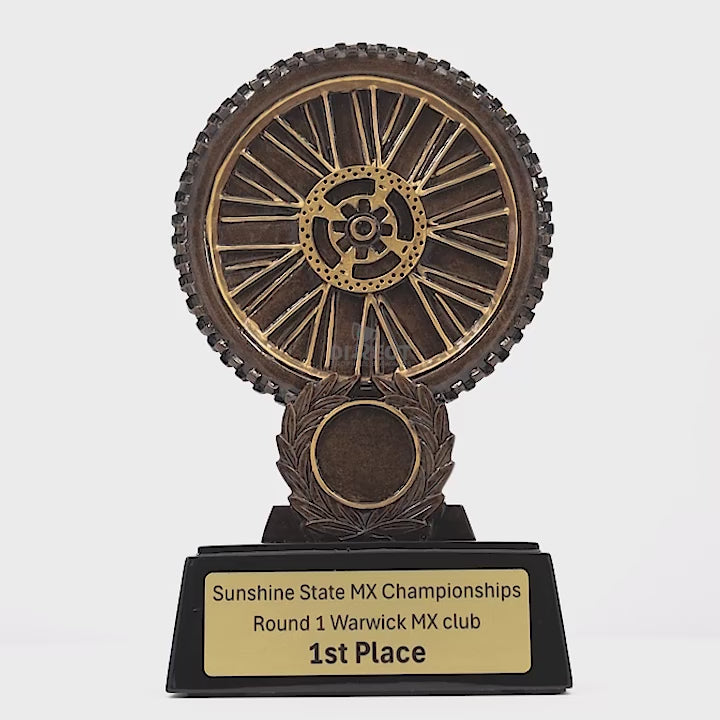Motocross Dirt Bike Wheel Trophy - product video