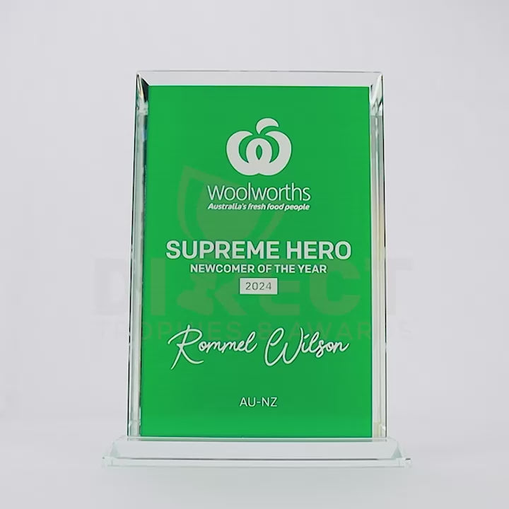 Advert Green Glass Trophy