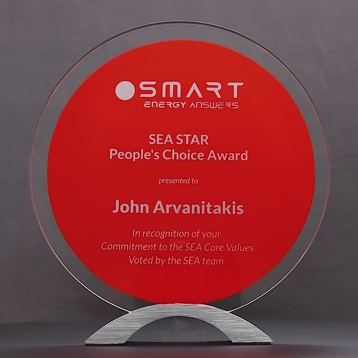 Trega Round Glass Red Trophy