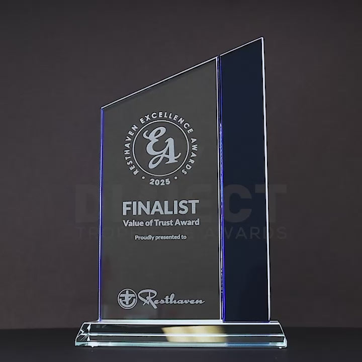 Blue & Clear Zenith Glass Trophy