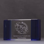Arcaron Crystal Paperweight Blue Trophy