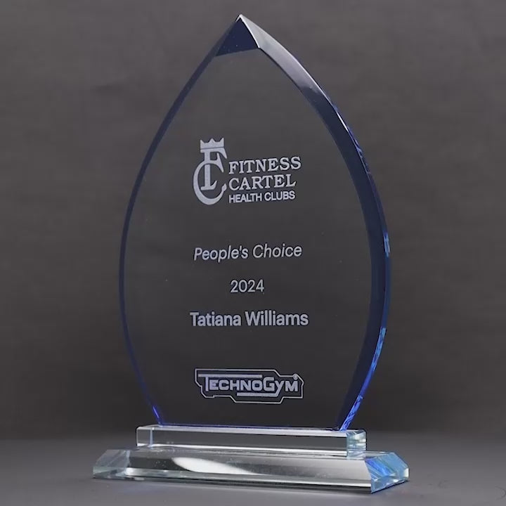 Nuvon Glass Flame Blue Trophy