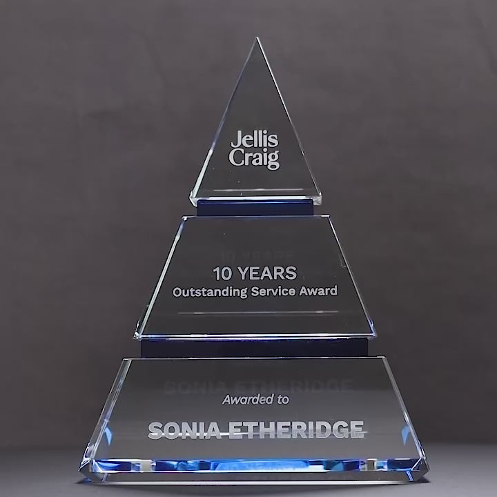 Phoenix Crystal Blue Pyramid Trophy
