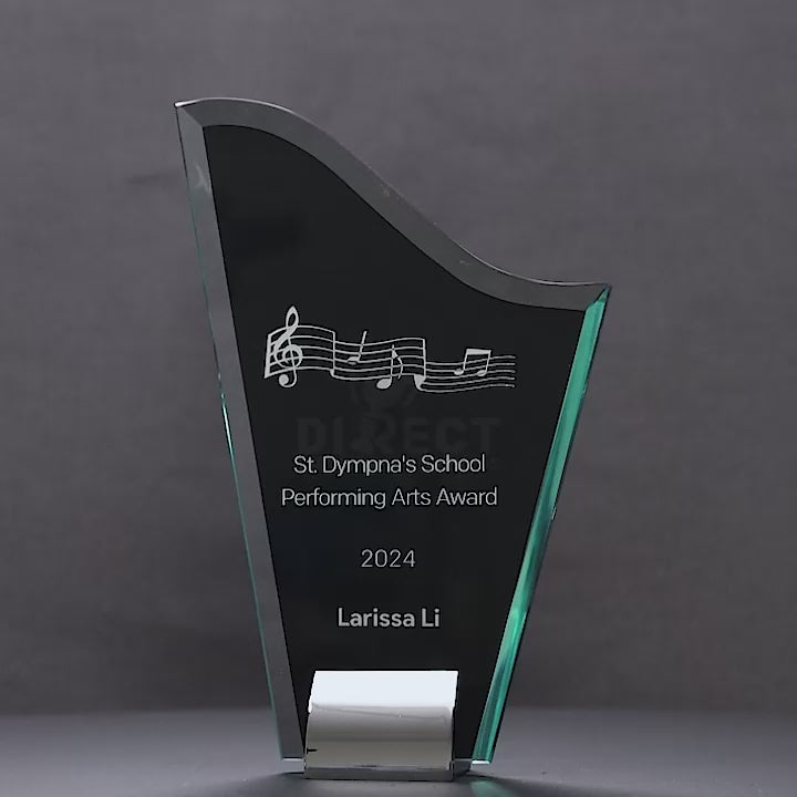 Black Onyx Wave Glass Trophy