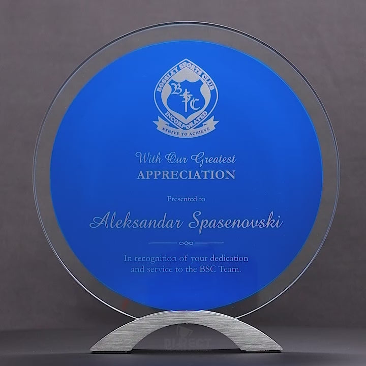 Trega Round Glass Blue Trophy