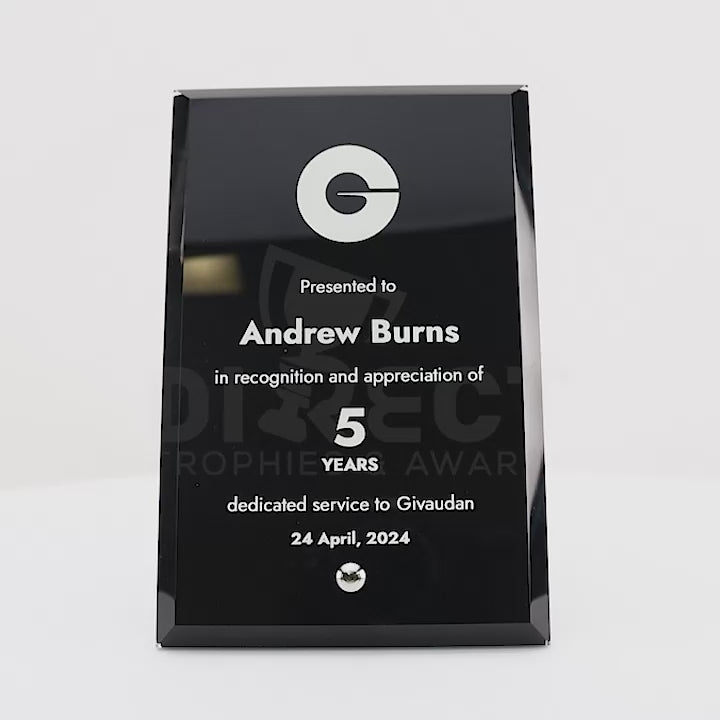 Prime Glass Plaque Black Trophy