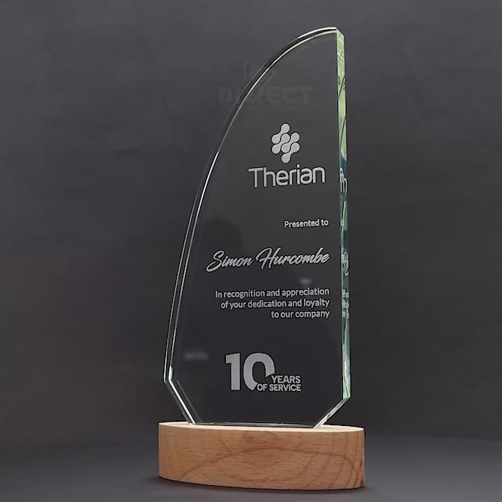 Nautical Glass Wood Trophy