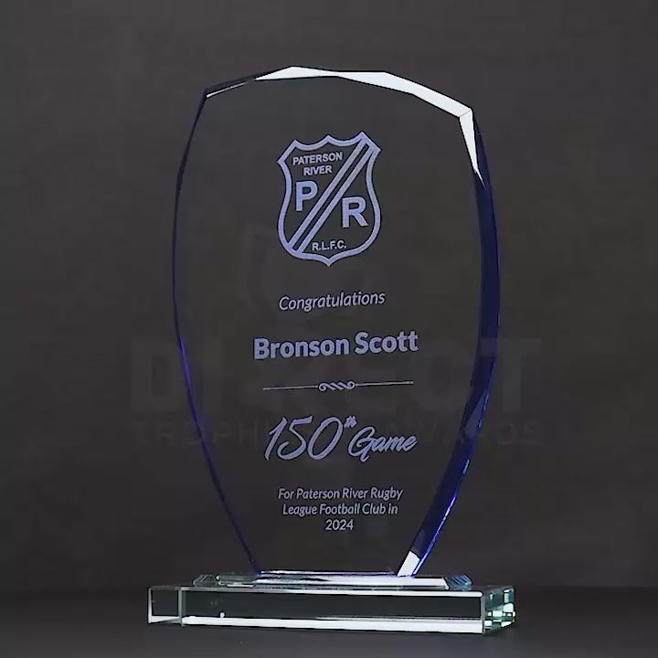 Blue Alpine Peak Glass Trophy