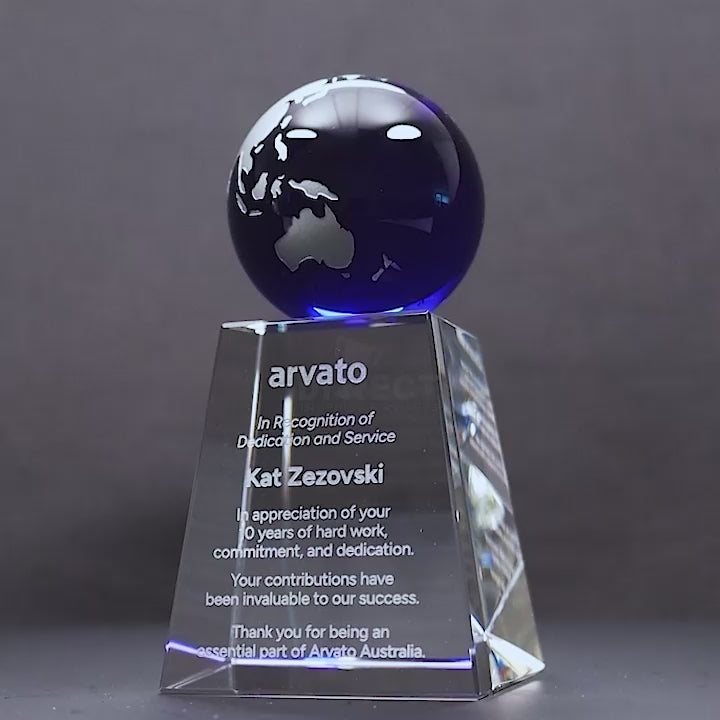 Crystal Blue Globe Trophy