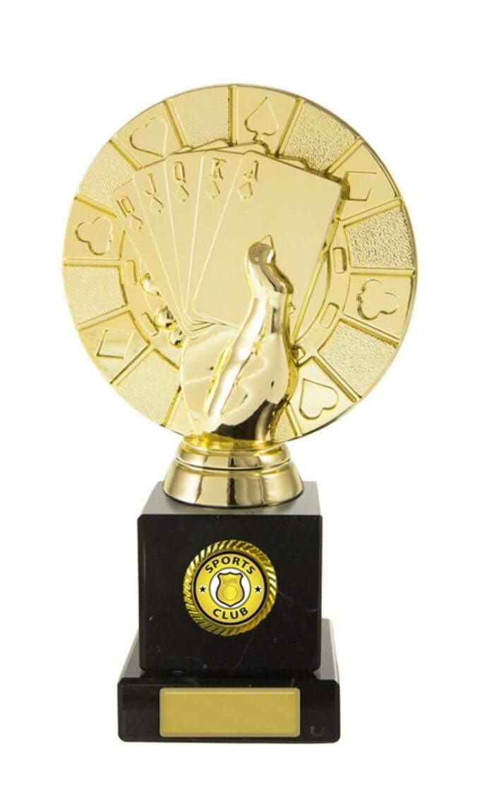 Poker Hand Marble Gold Trophy